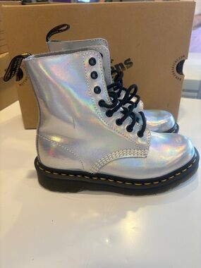 Dr. Martens Holographic Silver Combat Boots